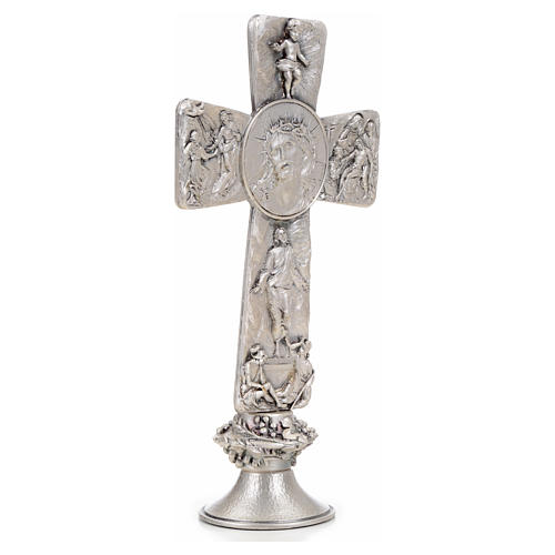 Crucifix, silver table cross with Burial, Resurrection and Ascen 8