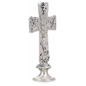 Krzyż na stół posrebrzany obrazki zdjęcie z krzyża zmartwychwstanie wniebowstąpienie
