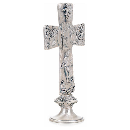 Krzyż na stół posrebrzany obrazki zdjęcie z krzyża zmartwychwstanie wniebowstąpienie 2