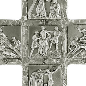 Crucifix, silver table cross with Way of the Cross