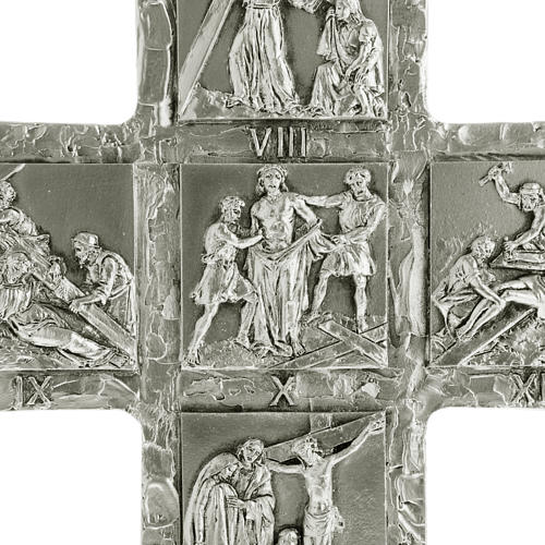 Crucifix, silver table cross with Way of the Cross 2