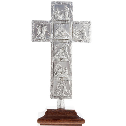 Krzyż posrebrzany na stół Droga Krzyżowa 3