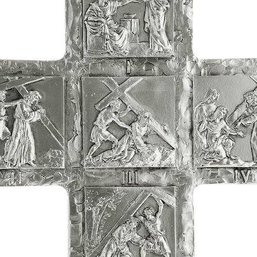 Krzyż posrebrzany na stół Droga Krzyżowa 4