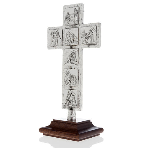 Krzyż posrebrzany na stół Droga Krzyżowa 5