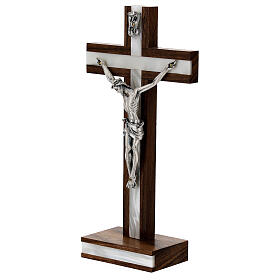 Croix de table en bois de noix décor simili nacre