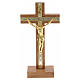 Tisch Kreuz aus Holz und goldenen Metall. s5
