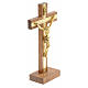 Crucifixo madeira e metal dourado de mesa s7