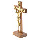 Crucifixo madeira e metal dourado de mesa s2