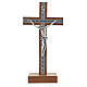 Tisch Kruzifix aus Holz, versilberten Metall und Stahl. s1