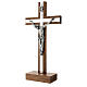 Tisch Kruzifix aus Holz, versilberten Metall und Stahl. s2