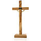 Crucifix in Olive wood and golden metal with base s5