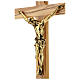 Crucifix de table doré en bois d'olivier et mé s2