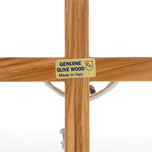 Crucifixo de mesa madeira oliveira e metal prateado 4