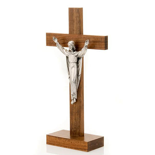 Crucifijo Cristo Resucitado de mesa madera nogal 2