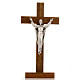 Crucifix de table Christ ressuscité, bois de noix s1