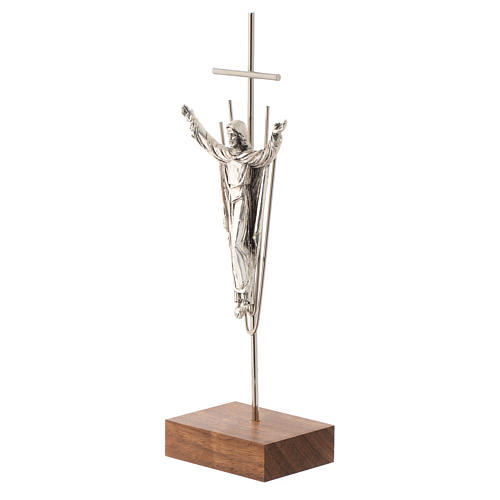 Tisch Kreuz mit auferstandenen Christus aus versilberten Metall. 2