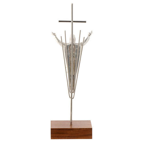 Tisch Kreuz mit auferstandenen Christus aus versilberten Metall. 4