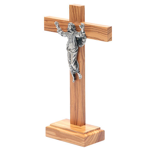 Tisch Kreuz mit auferstandenen Christus Metall und Holz. 2