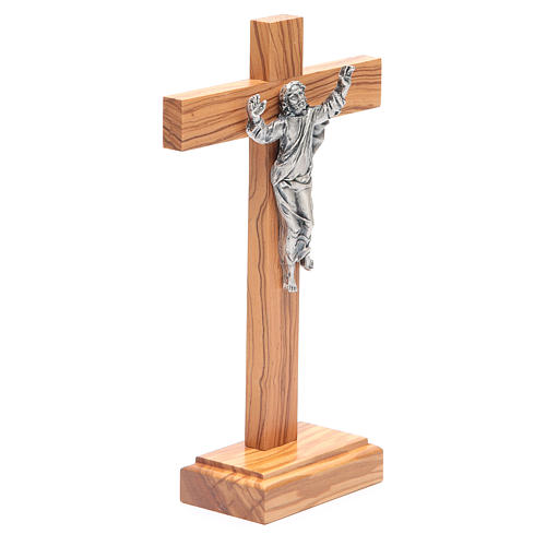 Tisch Kreuz mit auferstandenen Christus Metall und Holz. 3
