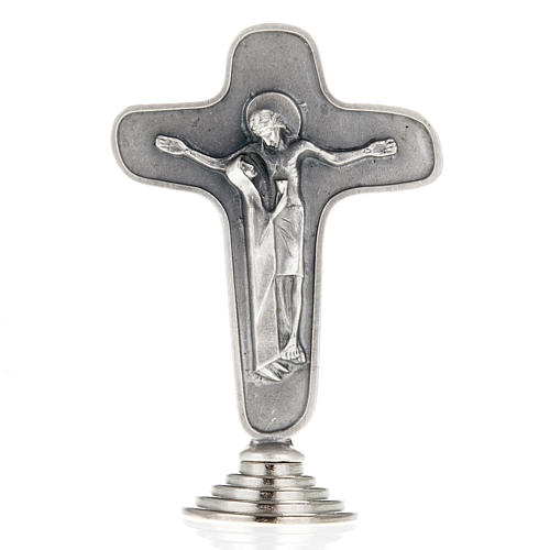 Crucifix with Maria and Chalice in metal. 1