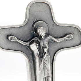 Crucifixo de mesa metal Cristo e Maria com cálice