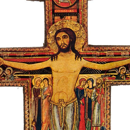 Crucifixo São Damião madeira com base 2
