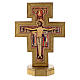 Kruzifix von San Damiano aus Holz mit goldenen Rand. s1