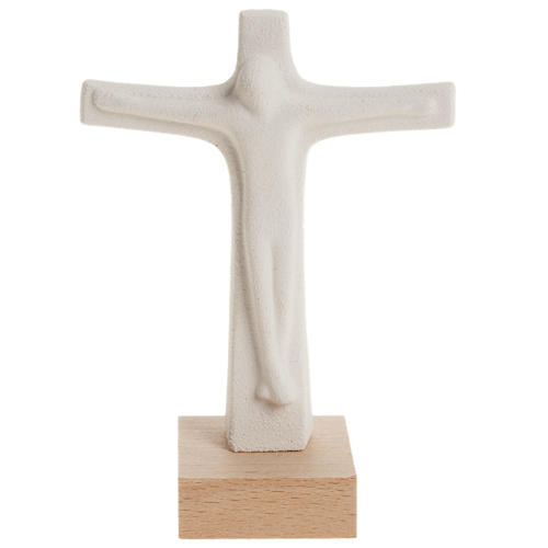 Tisch Kruzifix aus weissen Ton, 11cm. 1