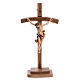 Crucifixo de mesa madeira Val Gardena cruz curva s1