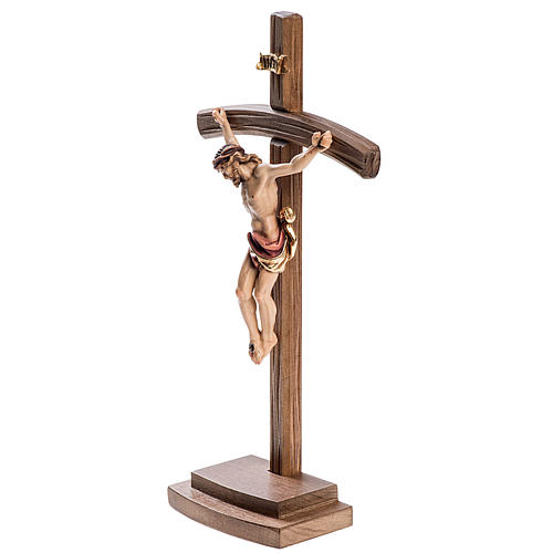 Crucifix in wood with base and curbed cross 2