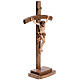 Crucifix in wood with base and curbed cross s3