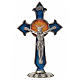 Holy Spirit cross, pointed, in zamak and blue enamel 7x4.5cm s1