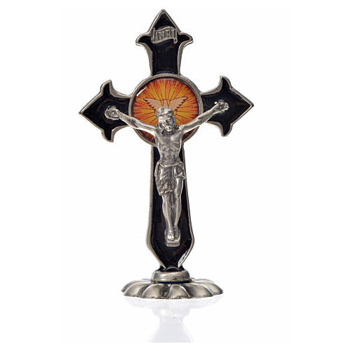 Holy Spirit cross, pointed, in zamak and black enamel 7x4.5cm 3