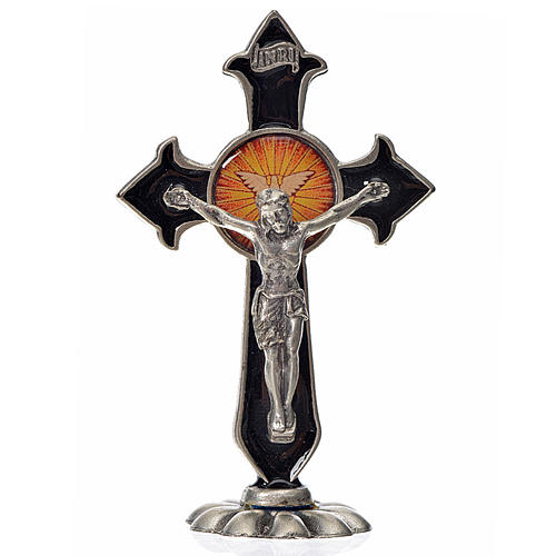 Holy Spirit cross, pointed, in zamak and black enamel 7x4.5cm 1