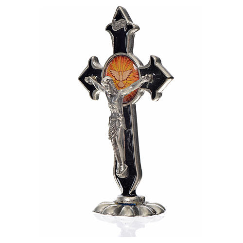 Holy Spirit cross, pointed, in zamak and black enamel 7x4.5cm 2