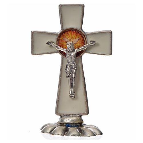 Croix Saint Esprit à poser 5,2x3,5 cm zamac émaillé blanc 3