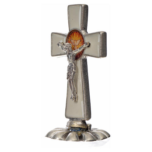 Croix Saint Esprit à poser 5,2x3,5 cm zamac émaillé blanc 4