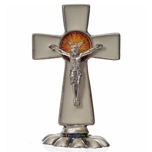 Holy Spirit cross, in zamak and white enamel 5.2x3.5cm 1