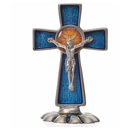 Holy Spirit cross, in zamak and blue enamel 5.2x3.5cm 3