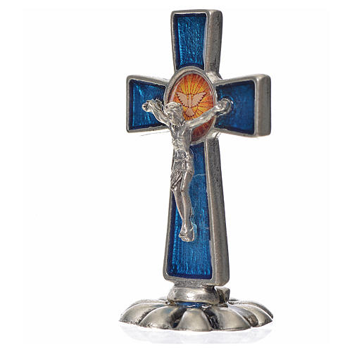 Cruz Espírito Santo de mesa esmalte azul escuro zamak 5,2x3,5 cm 2