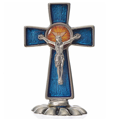Holy Spirit cross, in zamak and blue enamel 5.2x3.5cm 1