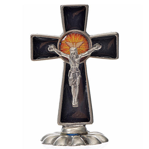 Croce Spirito Santo da tavolo smalto nero zama 5,2x3,5 cm 1