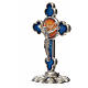 Holy Spirit table cross, trefoil in zamak and blue enamel 5.2x3. s2