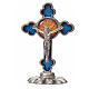 Holy Spirit table cross, trefoil in zamak and blue enamel 5.2x3. s3