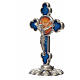 Holy Spirit table cross, trefoil in zamak and blue enamel 5.2x3. s4