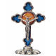 Holy Spirit table cross, trefoil in zamak and blue enamel 5.2x3. s1