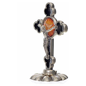Holy Spirit table cross, trefoil in zamak and black enamel 5.2x3