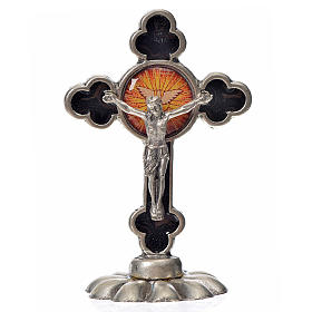 Krzyż Ducha Świętego zakończenia forma koniczyna na stół zama emalia czarna 5,2 X 3,5cm.