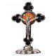 Holy Spirit table cross, trefoil in zamak and black enamel 5.2x3 s1