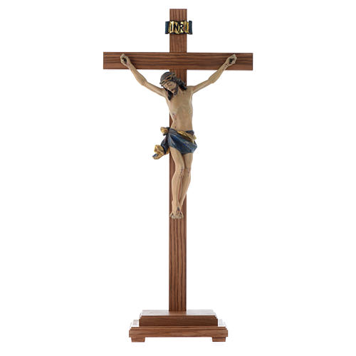 Cruz de mesa mod. Corpus madeira Val Gardena Antigo Gold 1